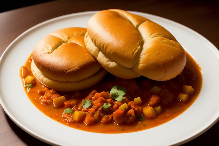 Pav Bhaji, a spicy vegetable mash served with buttered, toasted bread rolls