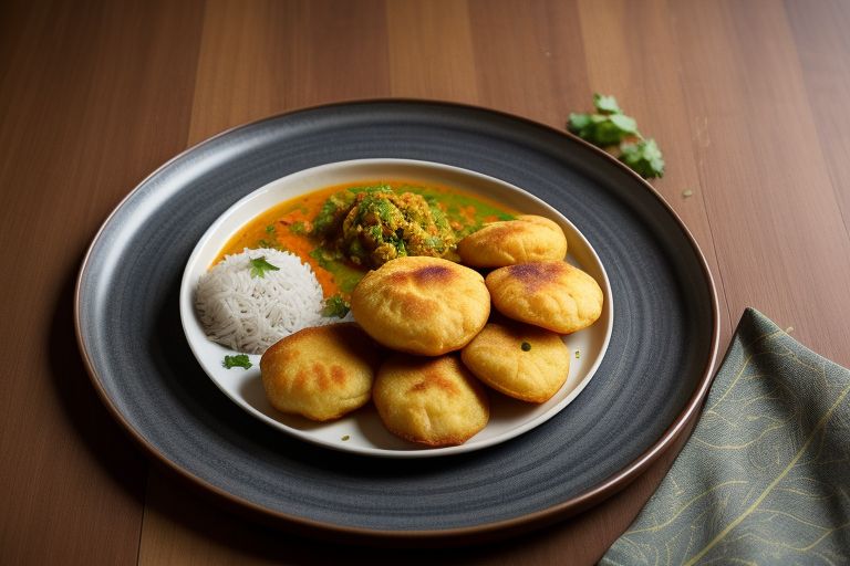 Poori Saagu, deep-fried poori bread served with a spicy vegetable curry